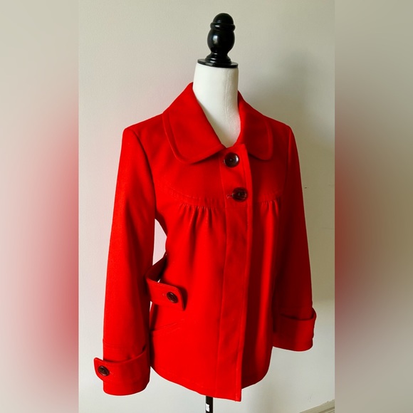 Style & Co Red Orange Wool Blend Coat - Picture 3 of 11